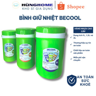 Bình giữ nhiệt, Ca đựng nước đá có quai xách BeCool 1L, 1.5L, 2L nhiều màu - Hùng Home