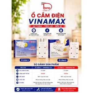 Ổ Cắm Chia 5 Ngả Đa Năng Vinamax Chịu Tải 4500w Xoay 180 Độ