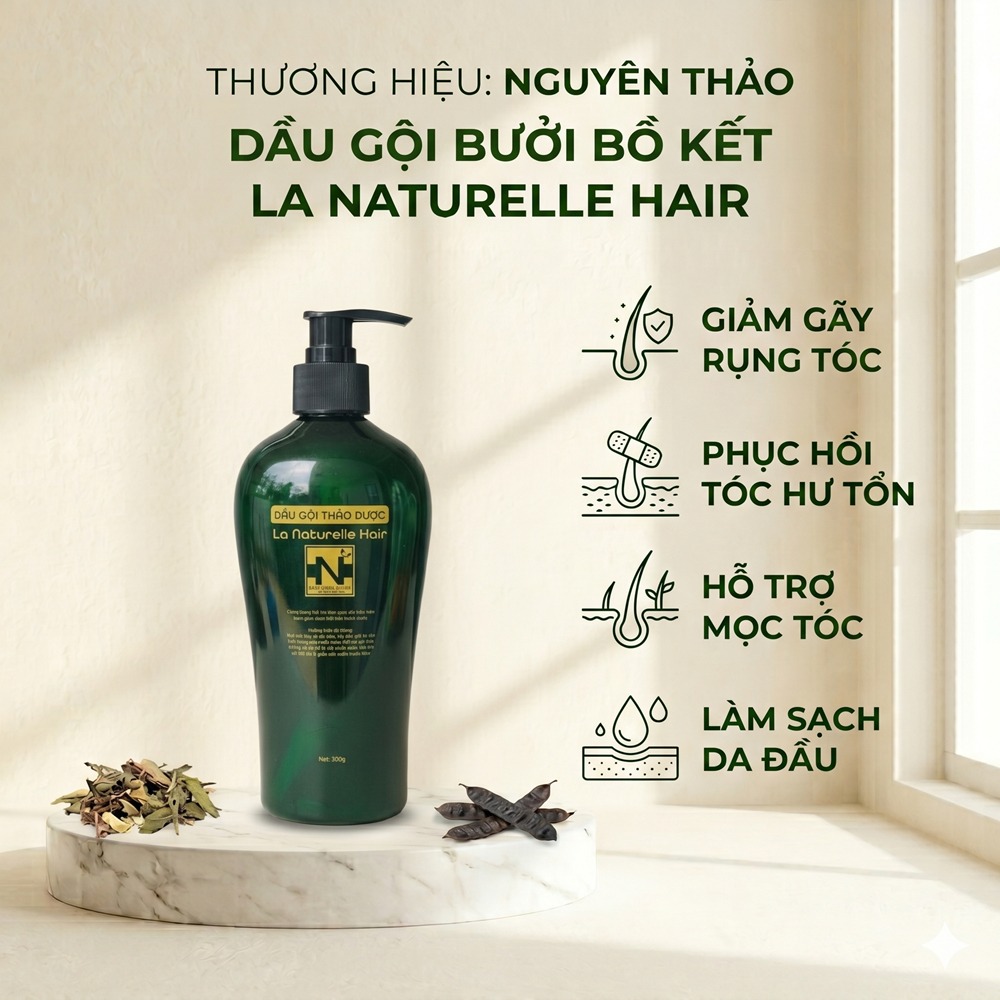 Dầu Gội Bưởi Bồ Kết Sạch Gàu Hết Ngứa Giảm Rụng Kích Thích Mọc Tóc Nguyên Thảo 380ml