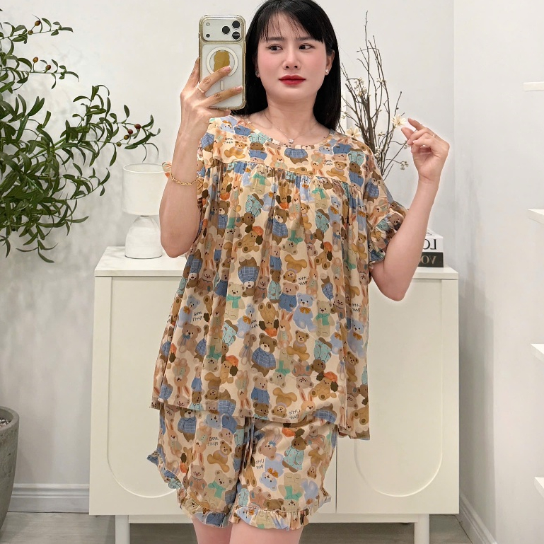 (43-98kg) Tole đùi cánh dơi, form thiết kế bèo 2 lớp - Nocnhasleepwear