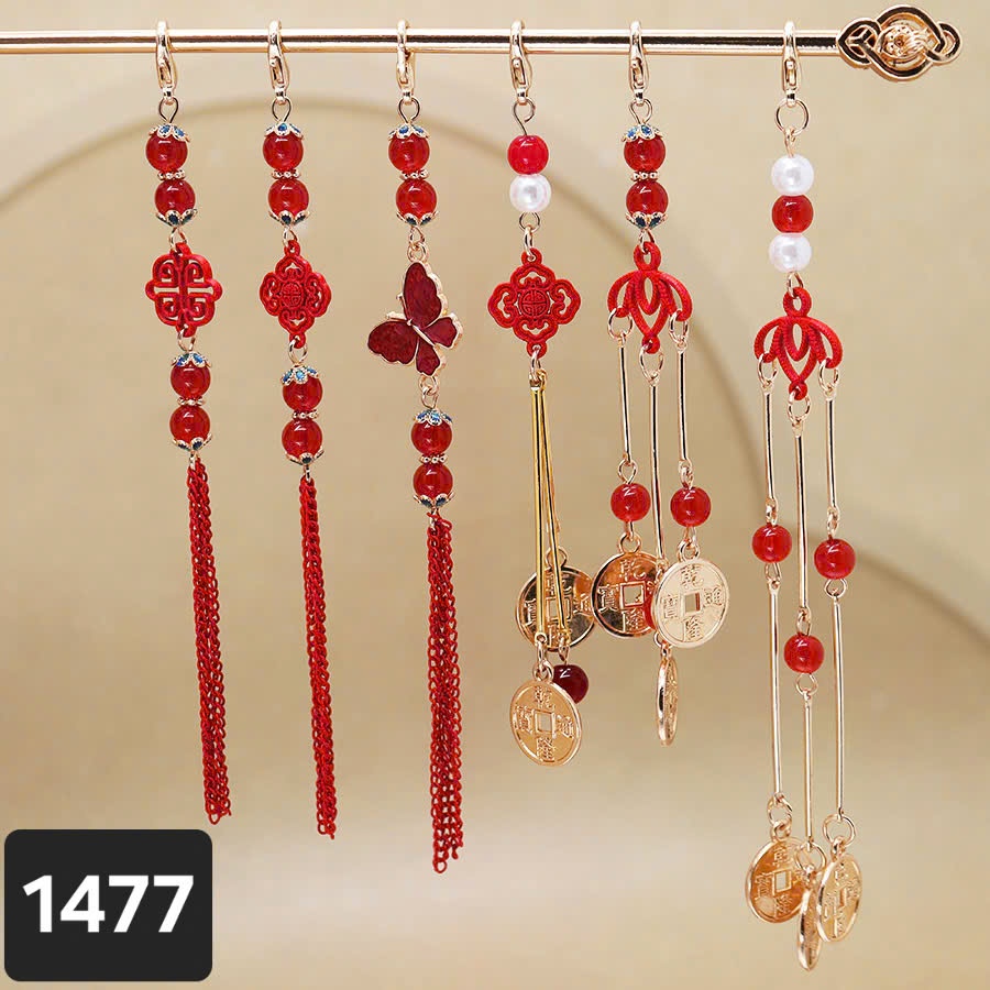(1 cái)Tua rua màu đỏ nhiều mẫu, Nguyên liệu làm trang sức cổ trang, nguyên liệu diy, Phụ kiện cưới Khánh Huyền
