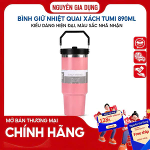 Bình giữ nhiệt quai xách TUMI 890ML kèm ống hút tiện lợi lõi inox giữ nhiệt 5-6h nóng lạnh, cốc giữ nhiệt INOX