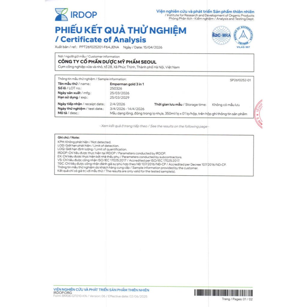 Sữa Tắm Gội Rửa Mặt 3in1 Hương Nước Hoa Dành Cho Nam  Emperman Gold 350ml