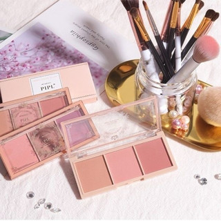 Bảng phấn má PIPL 3 ô Trang Điểm Make Up tông cam hồng đào