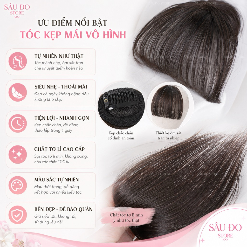 [Hàng Siêu Cấp] Kẹp Tóc Mái Giả Vô Hình Thời Trang Hàn Quốc Cho Nữ