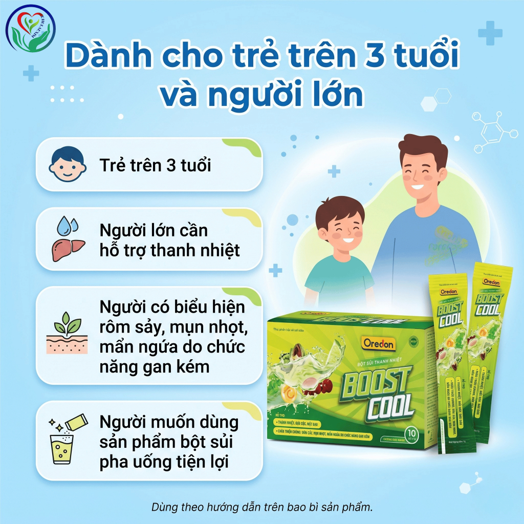 Oredon Boost Cool bột sủi thanh nhiệt hương dưa gang 10 gói x 7g, hỗ trợ mát gan