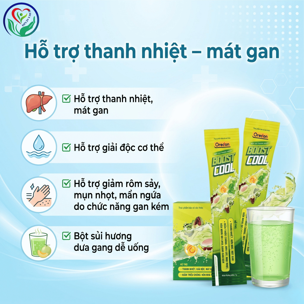 Oredon Boost Cool bột sủi thanh nhiệt hương dưa gang 10 gói x 7g, hỗ trợ mát gan