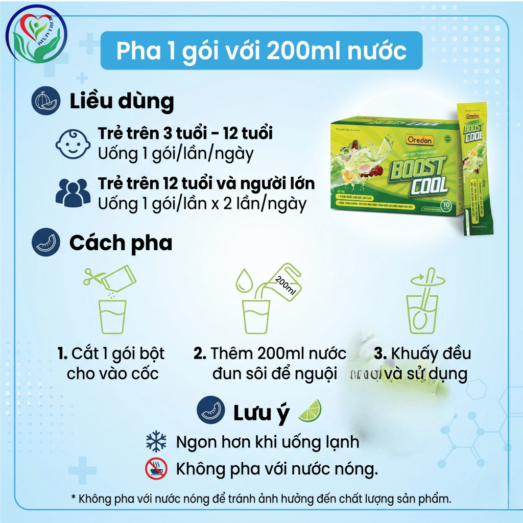 Oredon Boost Cool bột sủi thanh nhiệt hương dưa gang 10 gói x 7g, hỗ trợ mát gan