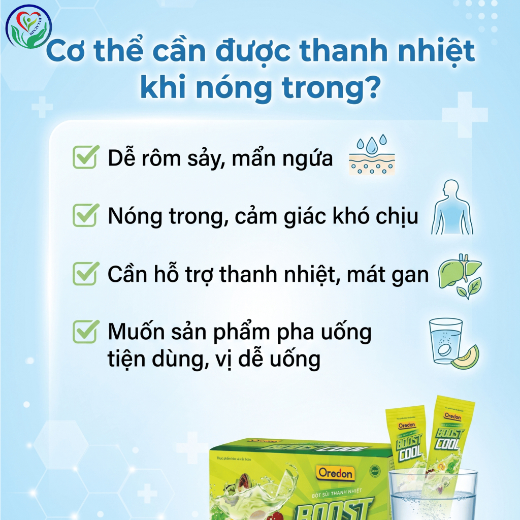 Oredon Boost Cool bột sủi thanh nhiệt hương dưa gang 10 gói x 7g, hỗ trợ mát gan