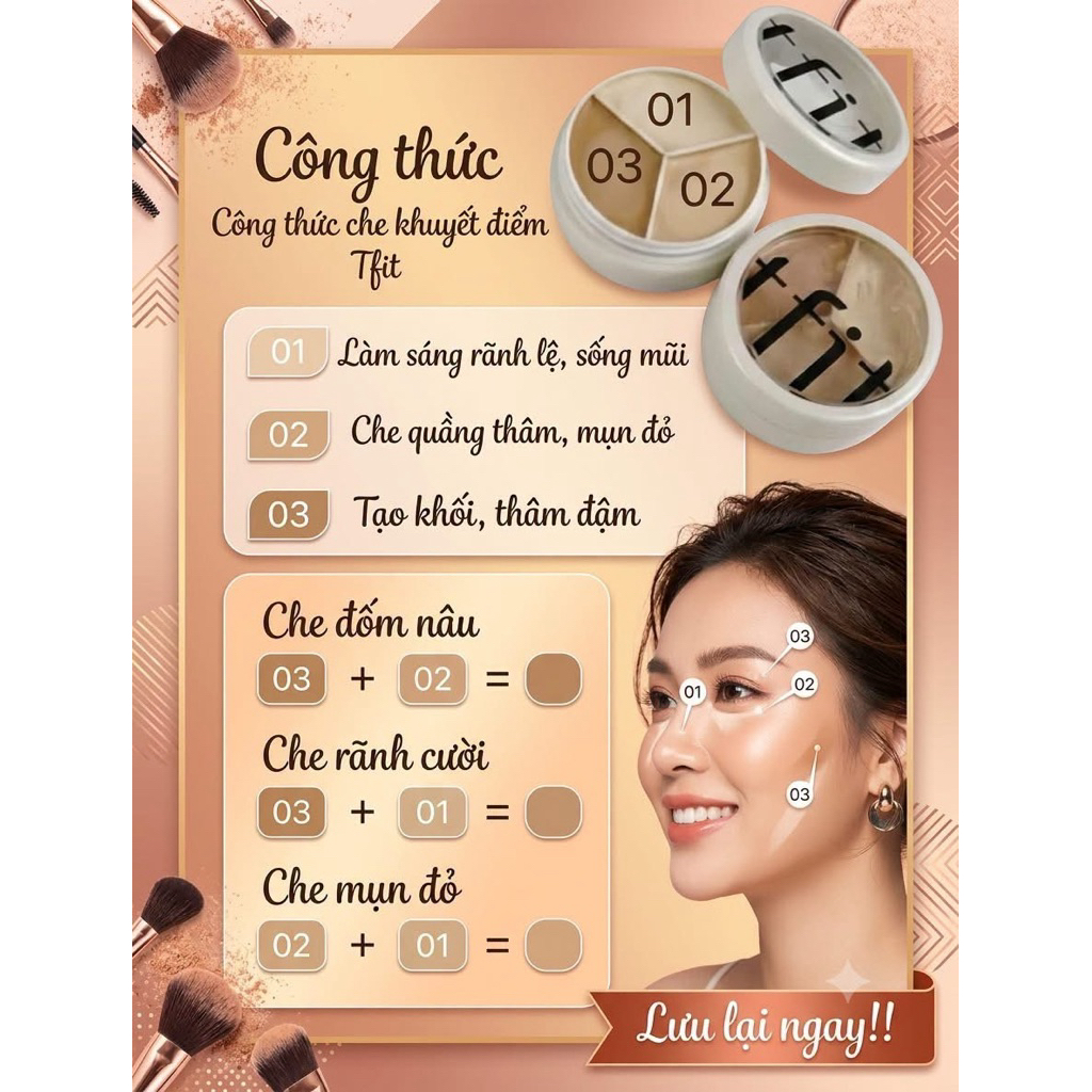 Kem che khuyết điểm 3 ô đa năng Pro Cover Up Concealer– che thâm mụn, highlight – tạo khối – mịn tự nhiên