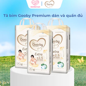 Tã bỉm Gooby Premium dán và quần đủ size NB-XXL siêu mỏng thấm hút nhanh chống hăm cho bé