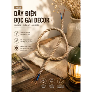 Dây Điện Bọc Gai Decor Vintage Cao Cấp – Lõi Đồng Tuốt Sẵn – Dùng Cho Đèn Thả, Đèn Bàn, DIY