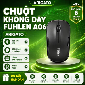 Chuột Không Dây A06 Arigato Tặng Kèm Pin Kết Nối USB 2.4G Dùng Laptop PC Smart TV Văn Phòng Bảo Hành 6 Tháng
