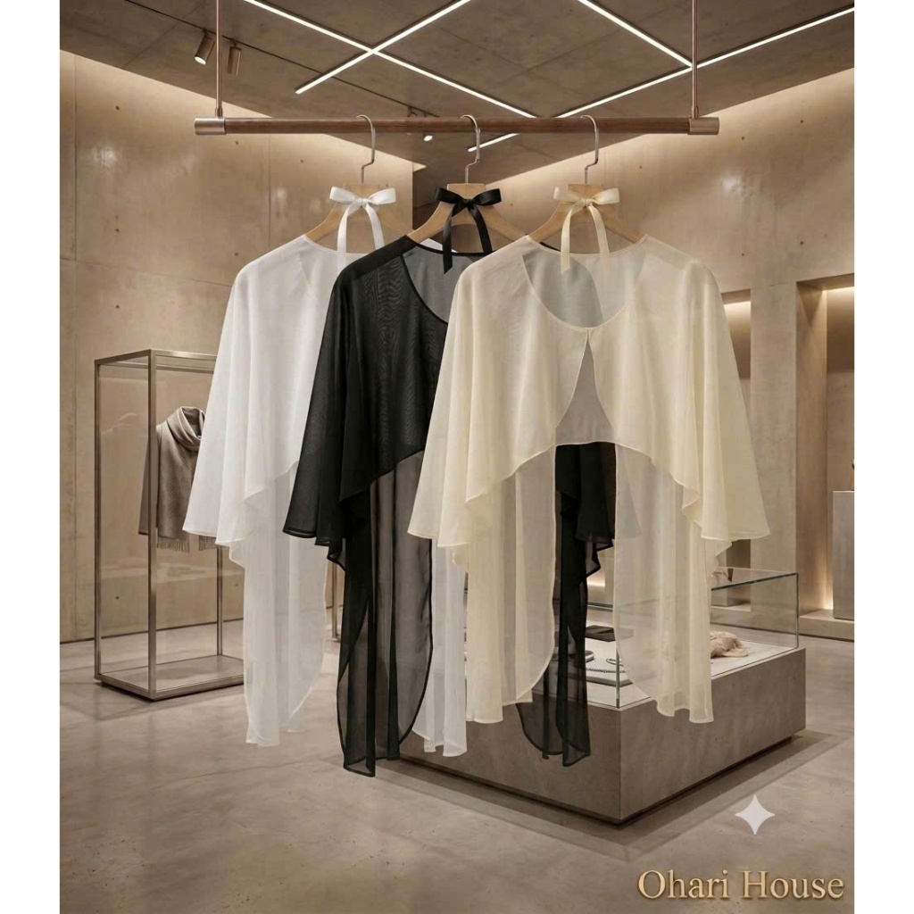 OHARI HOUSE - KHOÁC CHOÀNG VOAN TƠ MỎNG NHẸ (FREESIZE), ÁO CHOÀNG PHỐI VÁY ĐI TIỆC