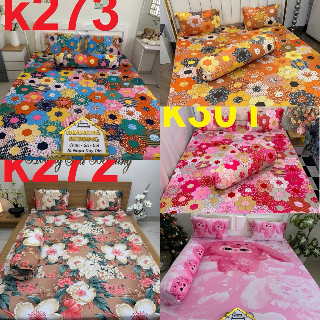 link 1 (ôm dây kéo )Bộ ga thun hàn quốc 4 món - 1m6 và 1m8