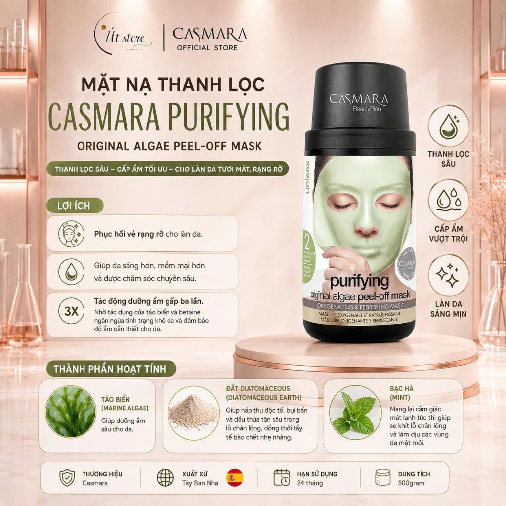 [Chính Hãng] Mặt Nạ Dưỡng Da Chuyên Sâu CASMARA ALGAE PEEL-OFF MASK 500gr