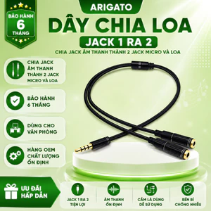 Dây Jack Âm Thanh 3.5mm Chia Thành 2 Jack Mic Và Loa ARIGATO 25CM Cho Laptop Máy Tính Giá Rẻ