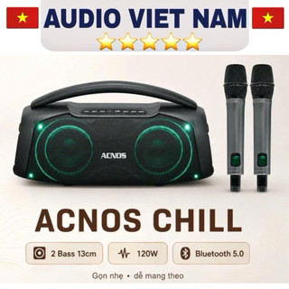 LOA KARAOKE ACNOS CHILL CÔNG SUẤT 120W có app điều chỉnh âm thanh echo delay reverb 2 micro tại audio viet nam store