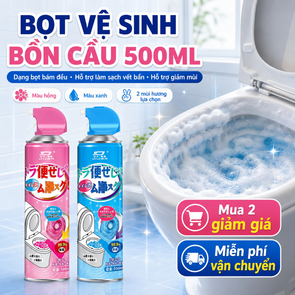 Bọt Vệ Sinh Bồn Cầu 500ml Dạng Xịt｜Làm Sạch Vết Bẩn, Hỗ Trợ Khử Mùi｜2 Mùi Hương Lựa Chọn