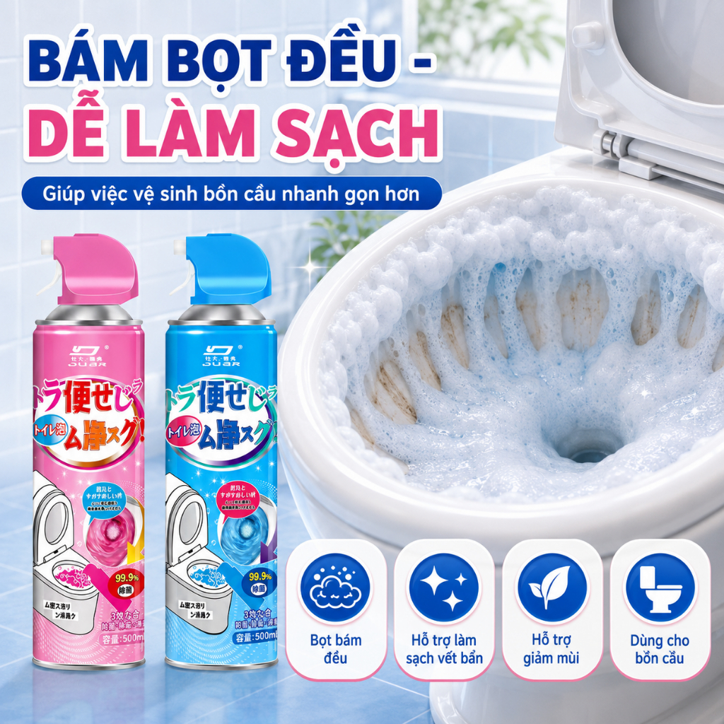 Bọt Vệ Sinh Bồn Cầu 500ml Dạng Xịt｜Làm Sạch Vết Bẩn, Hỗ Trợ Khử Mùi｜2 Mùi Hương Lựa Chọn