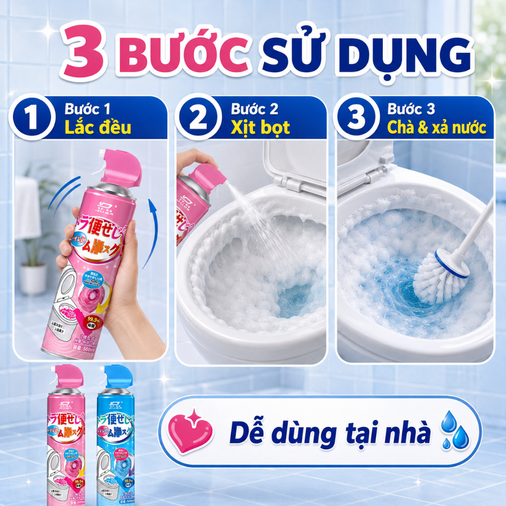 Bọt Vệ Sinh Bồn Cầu 500ml Dạng Xịt｜Làm Sạch Vết Bẩn, Hỗ Trợ Khử Mùi｜2 Mùi Hương Lựa Chọn