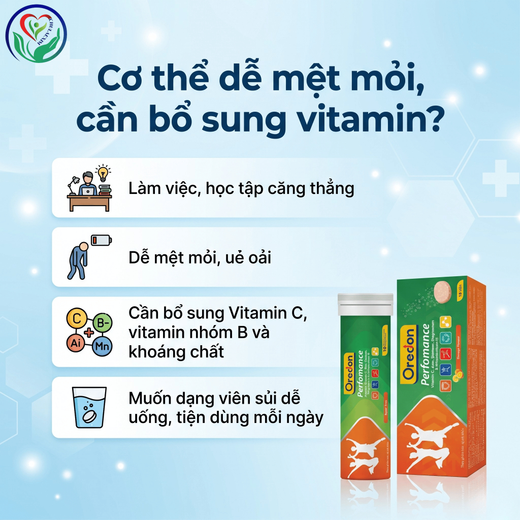 Oredon Perfomance viên sủi vitamin C tuýp 10 viên, hỗ trợ đề kháng, giảm mệt mỏi