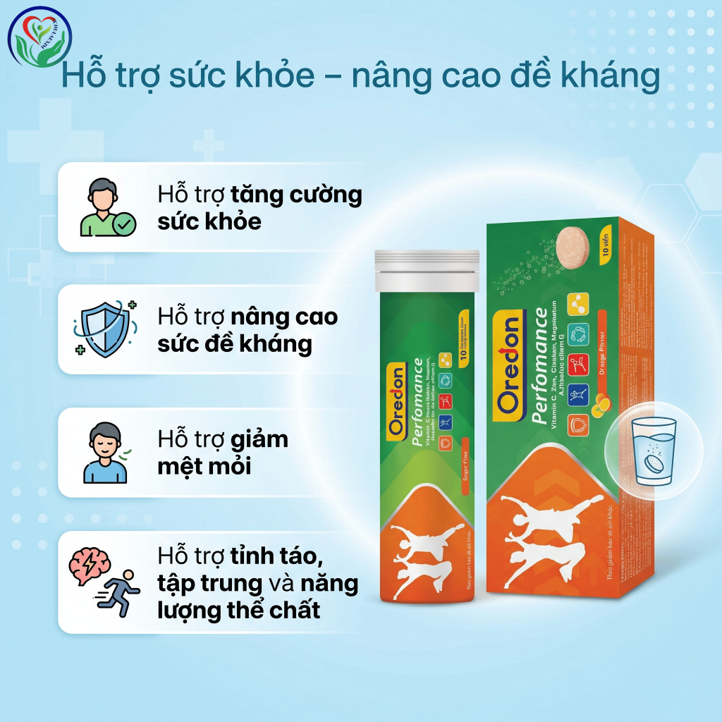 Oredon Perfomance viên sủi vitamin C tuýp 10 viên, hỗ trợ đề kháng, giảm mệt mỏi