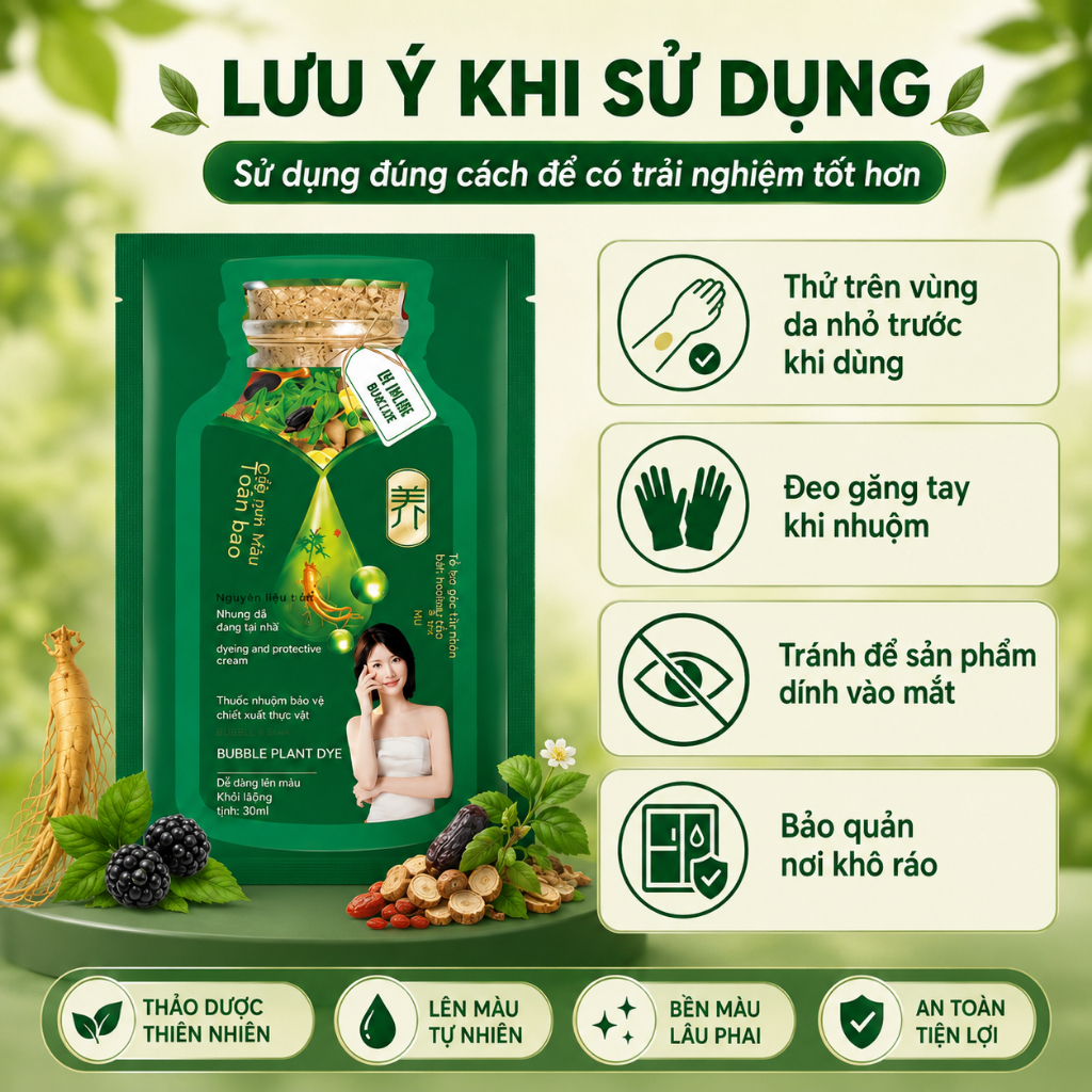 Dầu Gội Nhuộm Tóc Phủ Bạc Dạng Gói 30ml x 10 Gói | Màu Đen Tự Nhiên, Nâu Hạt Dẻ | Dễ Dùng Tại Nhà