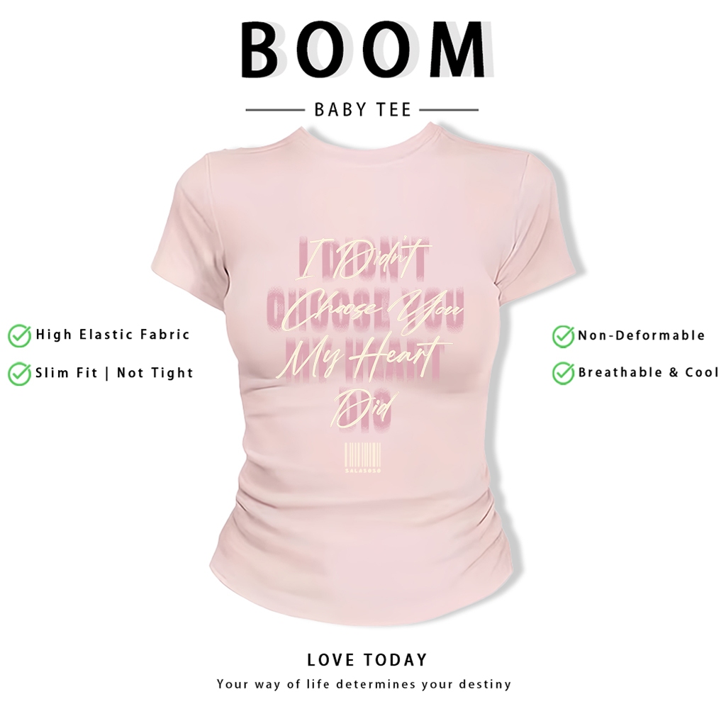 BOOM Áo Baby Tee Nữ Cotton Ôm Body-Áo Thun Ngắn Tay Y2K In Hình PhongCách Mùa Hè, Cổ Tròn Hàng Đầucách hàn quốc phong330