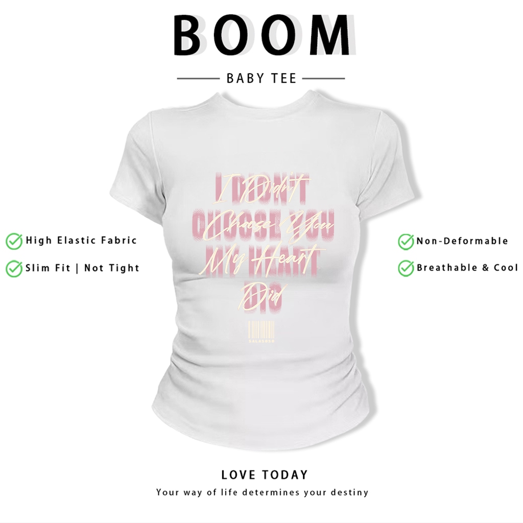 BOOM Áo Baby Tee Nữ Cotton Ôm Body-Áo Thun Ngắn Tay Y2K In Hình PhongCách Mùa Hè, Cổ Tròn Hàng Đầucách hàn quốc phong330