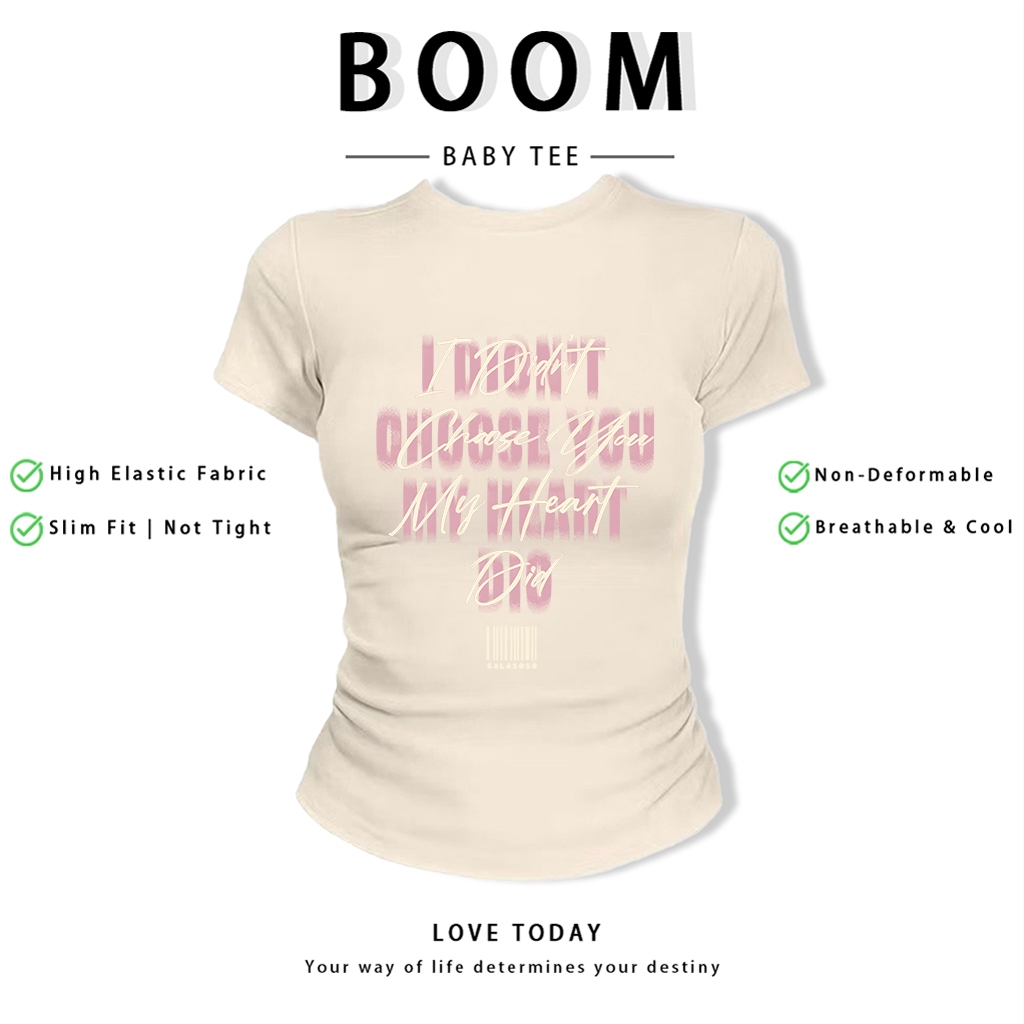 BOOM Áo Baby Tee Nữ Cotton Ôm Body-Áo Thun Ngắn Tay Y2K In Hình PhongCách Mùa Hè, Cổ Tròn Hàng Đầucách hàn quốc phong330