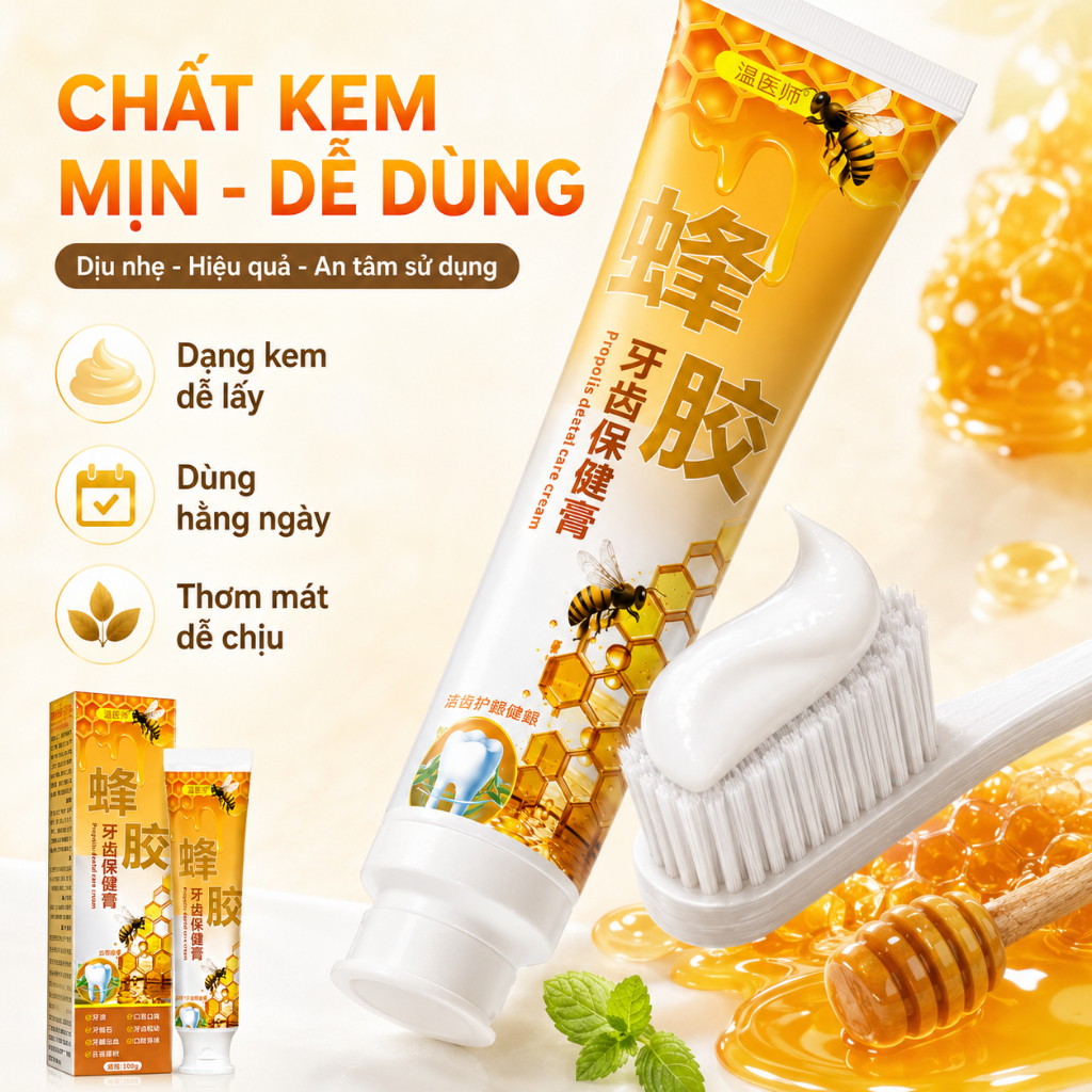 Kem Đánh Răng Sáp Ong 100g | Hỗ Trợ Làm Sạch Mảng Bám, Hơi Thở Thơm Mát | Mua 2 Tặng 1