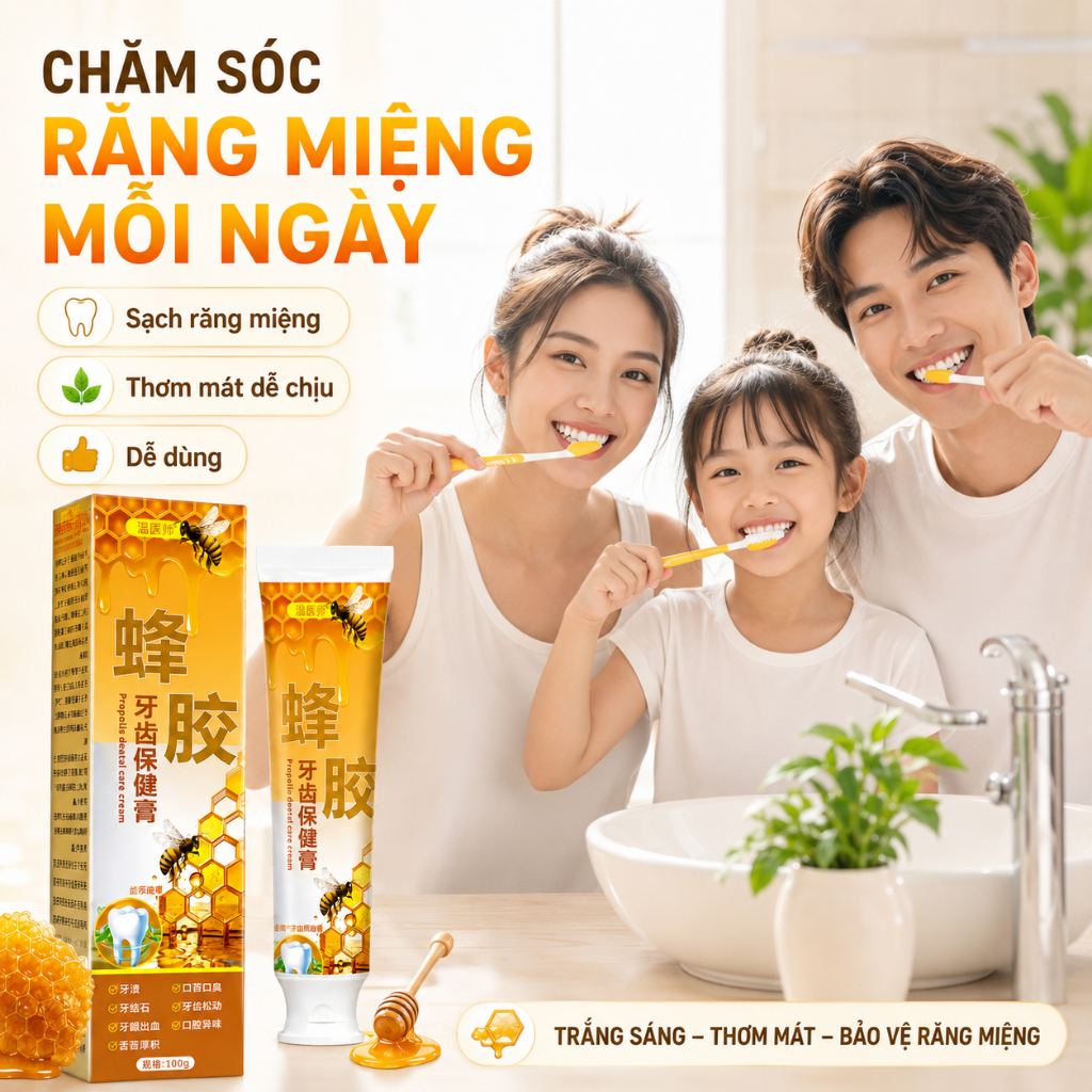 Kem Đánh Răng Sáp Ong 100g | Hỗ Trợ Làm Sạch Mảng Bám, Hơi Thở Thơm Mát | Mua 2 Tặng 1