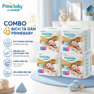 Combo 4 Gói Tã Dán PrimeBaby Siêu Mỏng Khô Thoáng - Mềm Mại, Thấm Hút Nhanh, Chống Tràn Cho Bé
