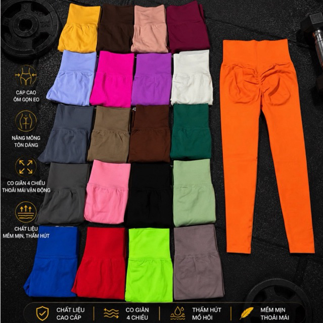 Quần Legging Tập Gym Yoga,Chất Dệt Kim 4 Chiều Cạp Cao Chắn Chắn Chun Mông Tôn Dáng GB109