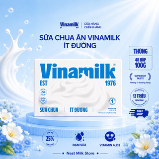 [Chỉ Giao HCM] Sữa Chua Ăn Vinamilk Ít Đường 100g - Thùng 48 Hộp