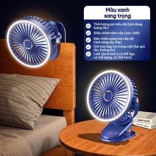Quạt Kẹp J100 3 Trong 1: Đặt Bàn - Treo Tường - Đèn Led, Siêu Êm, Gió Mạnh 6 Inch, 5 Cấp Tốc & 2 Cấp Đèn