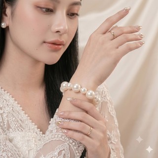 [NgocDaisy] N156 Vòng tay handmade hạt Ngọc nhân tạo đá xinh xắn 16mm và 12mm