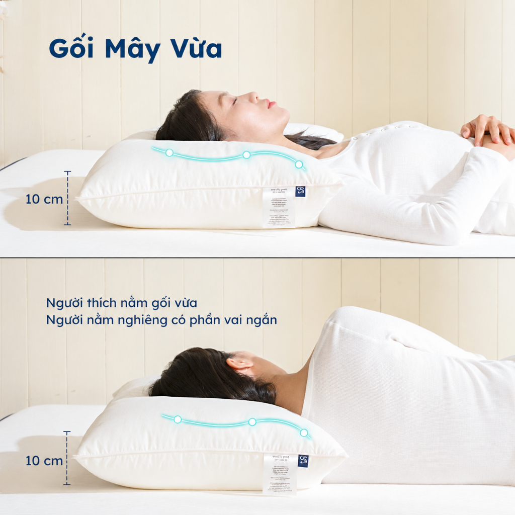 Gối Mây Ru9 | Chất Liệu Lông Vũ Nhân Tạo | Êm Ái Bồng Bềnh Như Khách Sạn | Chống Nước Chống Dầu | Kích Thước 50 x 70 | BigBuy360 - bigbuy360.vn