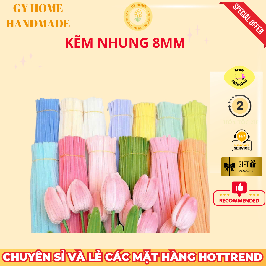 [TOP 1] Kẽm Nhung Loại 1 Bó 50- 100 Sợi Hàng Chuẩn 7-8mm Tùy Màu Dùng Làm Hoa Các Đồ Handmade