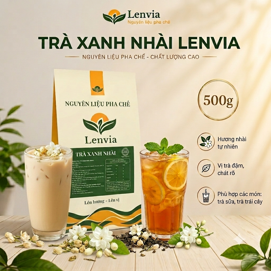Trà Xanh Nhài Pha Trà Sữa Lenvia - Lục Trà Lài Pha Trà Sữa Trà Chanh Trà Tắc Trà Trái Cây 500g