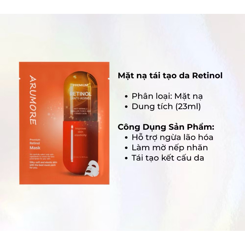 Combo 5-10 miếng Mặt nạ ARUMORE RETINOL MASK - hạn 2028 Hàn Quốc dưỡng trắng tái tạo   IS402