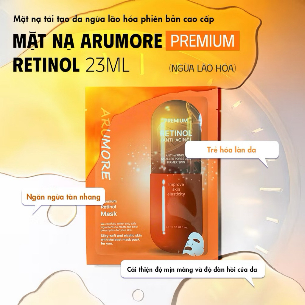 Combo 5-10 miếng Mặt nạ ARUMORE RETINOL MASK - hạn 2028 Hàn Quốc dưỡng trắng tái tạo   IS402