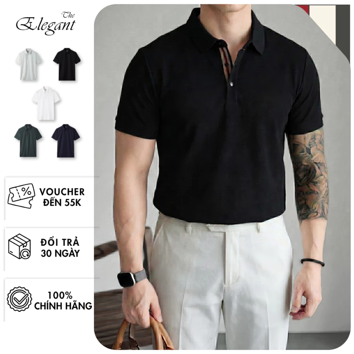 Áo Polo Nam cao cấp the Elegant công nghệ Không đường may - Dệt sợi Microfiber x Modal logo dập nổi 3D phong cách luxury