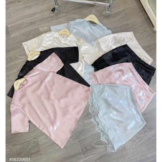 SEP House - Set phi lụa áo dáng suông tay ngắn phối chân váy form A ngắn phối chân ren điệu đà, trendy - Hàng loại 1