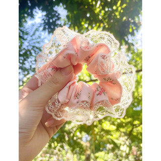 Scrunchie Cột Tóc Nữ Phong Cách Hàn Quốc, Ren hoa nhỏ, Dây Cao Su