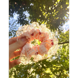 Scrunchie Cột Tóc Nữ Phong Cách Hàn Quốc, Ren hoa nhỏ, Dây Cao Su