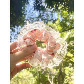 Scrunchie Cột Tóc Nữ Phong Cách Hàn Quốc, Ren hoa nhỏ, Dây Cao Su