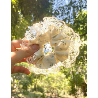 Scrunchie Cột Tóc Nữ Phong Cách Hàn Quốc, Ren hoa nhỏ, Dây Cao Su