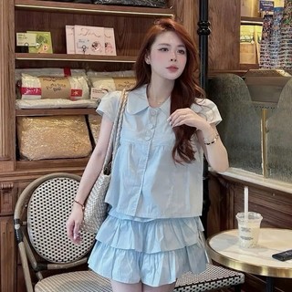 Set Áo Baby Doll Cổ Sen Phối Chân Váy Tầng, Set Nữ Tiểu Thư Hàn Quốc Cao Cấp